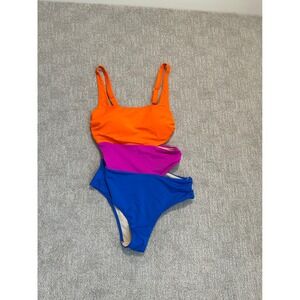 Swimsuits for All Color Block‎ One Piece Swimsuit Orange Pink Blue - Size 10